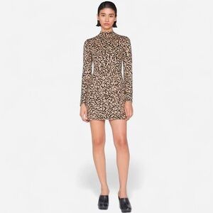 FRAME Jacquard Sweater Dress in Light Camel Multi, Extra Small